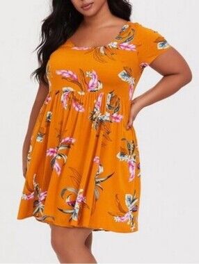 Yellow Floral Torrid Dress Size 2x